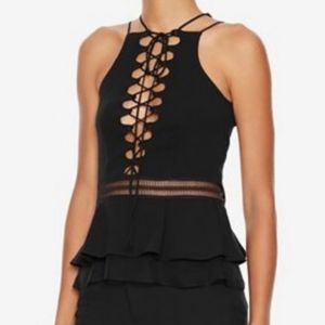 JONATHAN SIMKHAI $385 Black Crepe Lace Up Top Size 0 NWT! 🎇